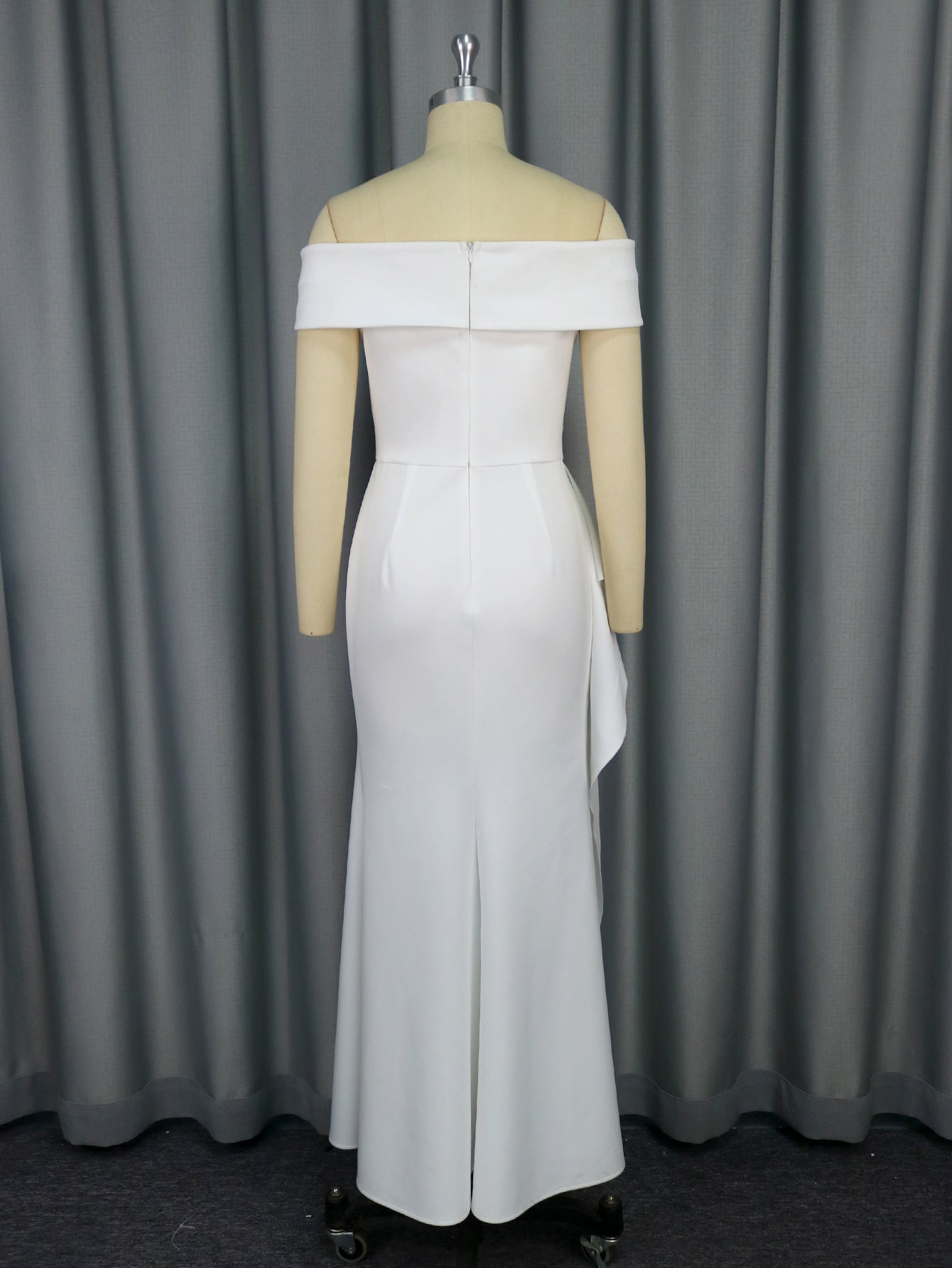 Sexy V-Neck Off-Shoulder Ruffle Slim Elegant Bridesmaid Dress 4