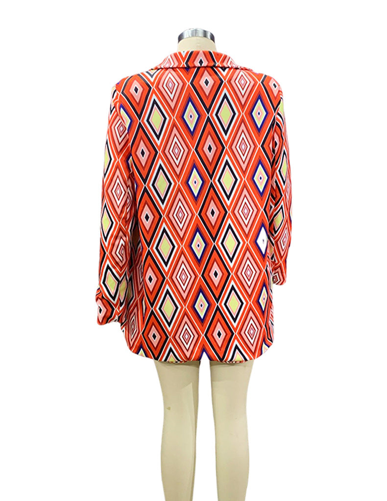 Fall Women Chic Print Blazer And Shorts Two Piece 4