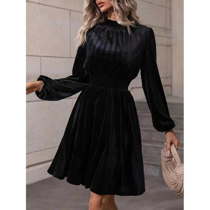 Women Velvet Long Sleeve Dress 10