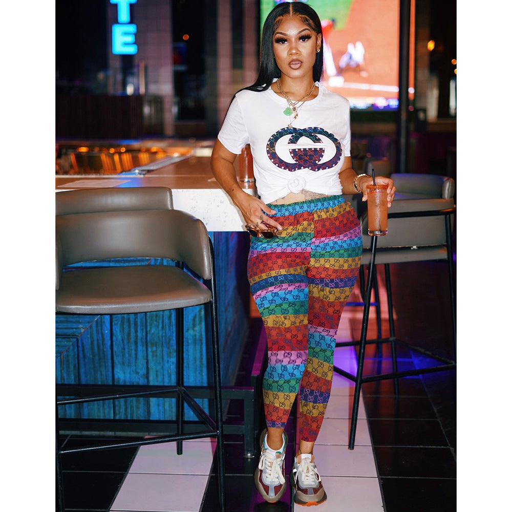 Fall Winter Women's Letter Print Long Sleeve Casual Pants Set