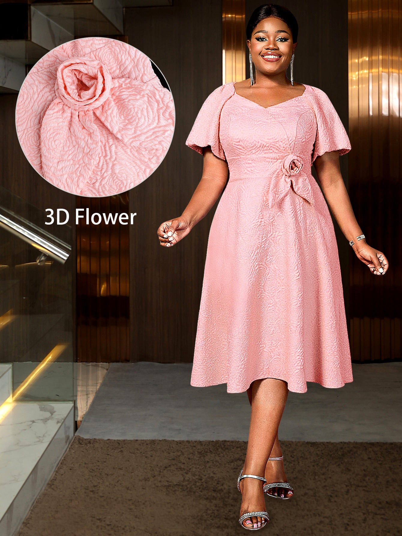 Women Elegant Puff Sleeve Formal Party Dress 6