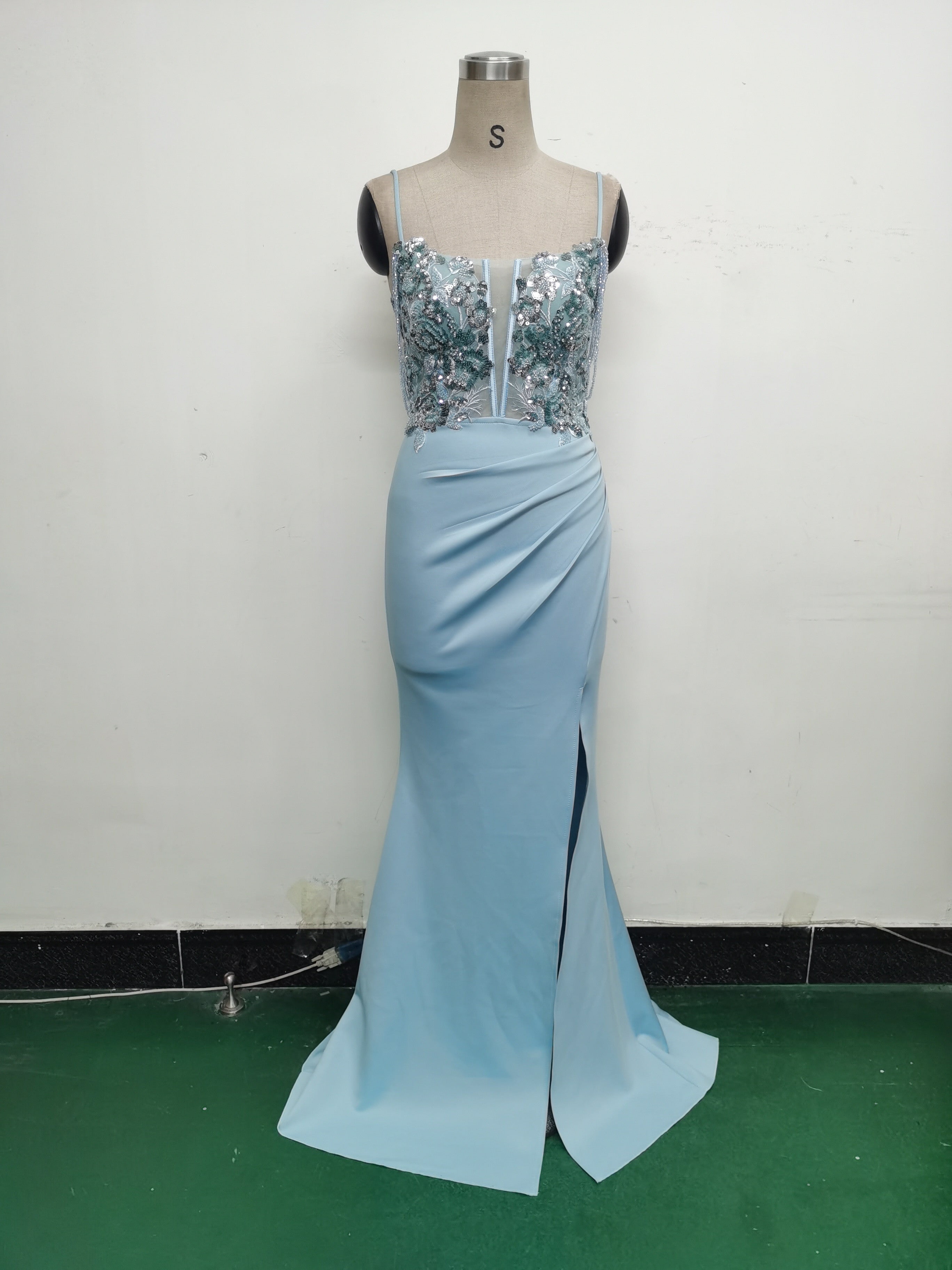 Women Fishbone Lace-Up Formal Formal Party Prom Strappy Sequin Evening Dress 32