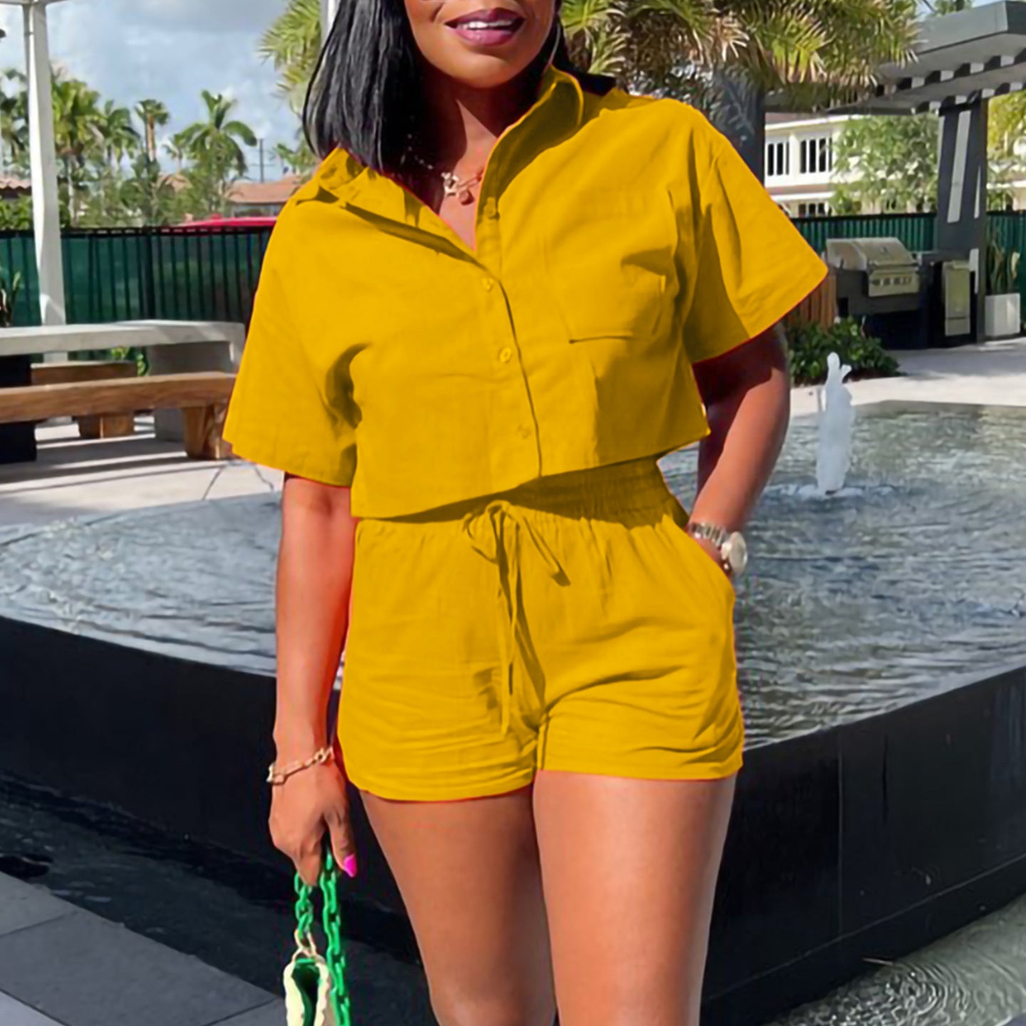 Plus Size Women's Summer Fashion Loose Short Sleeve Top Shorts Set African Two-Piece Set 5