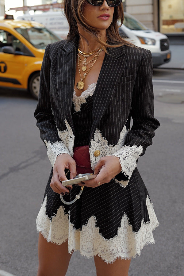 Autumn Winter Fashion Suits Loose Casual Dress Blazer Women's Two-Piece Set 4