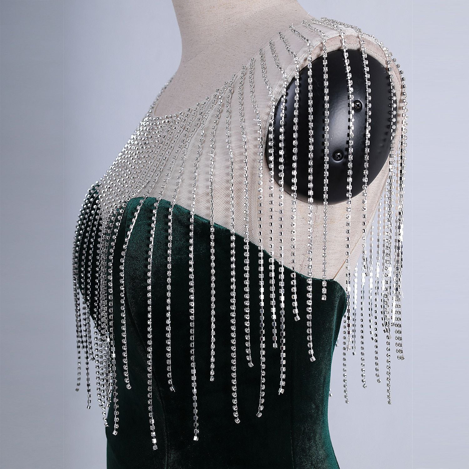 diamond chain velvet evening dress Formal Party long slim and elegant mermaid Prom Dress 44