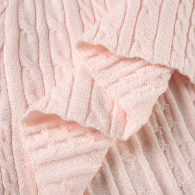 Spring Sweet Pink Turned Waist Elastic Woolen Mini Skirt 15