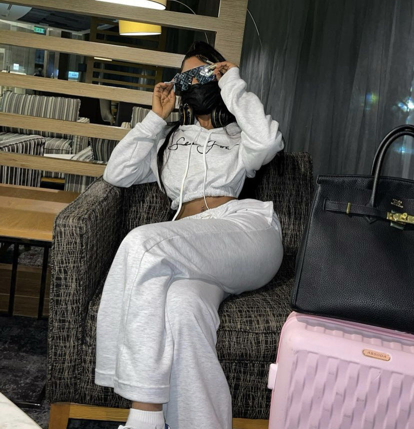 Women's Fashion Sport Casual Letter Print Hoodies Pants Women's Two Piece Set 6