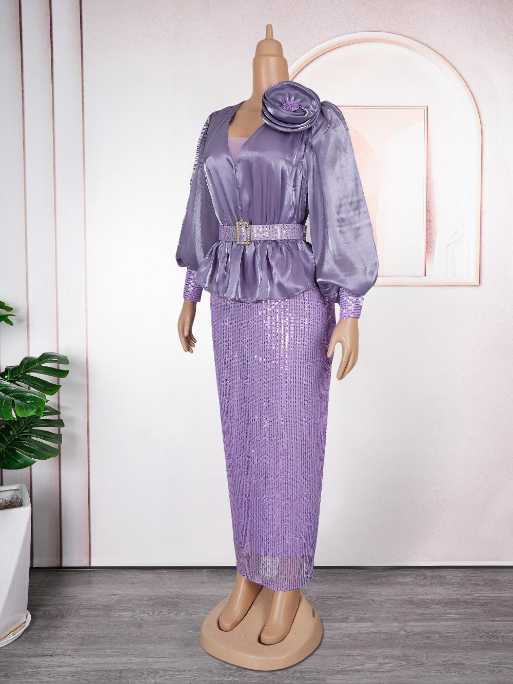 Africa Plus Size Women's Fashion Loose Sequin Evening Dress 13