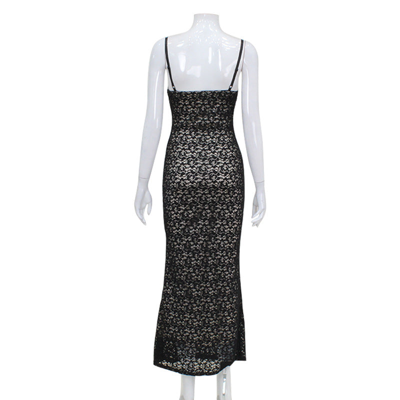 Women Sexy V Neck Lace Strap Bodycon Dress 7