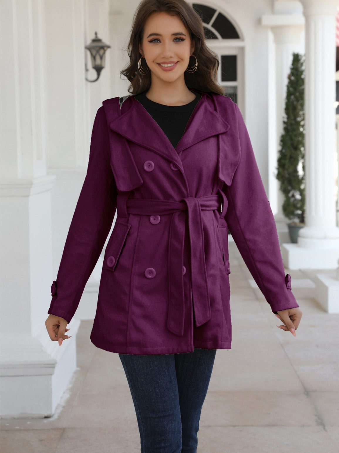 Women plaid hooded jacket 8