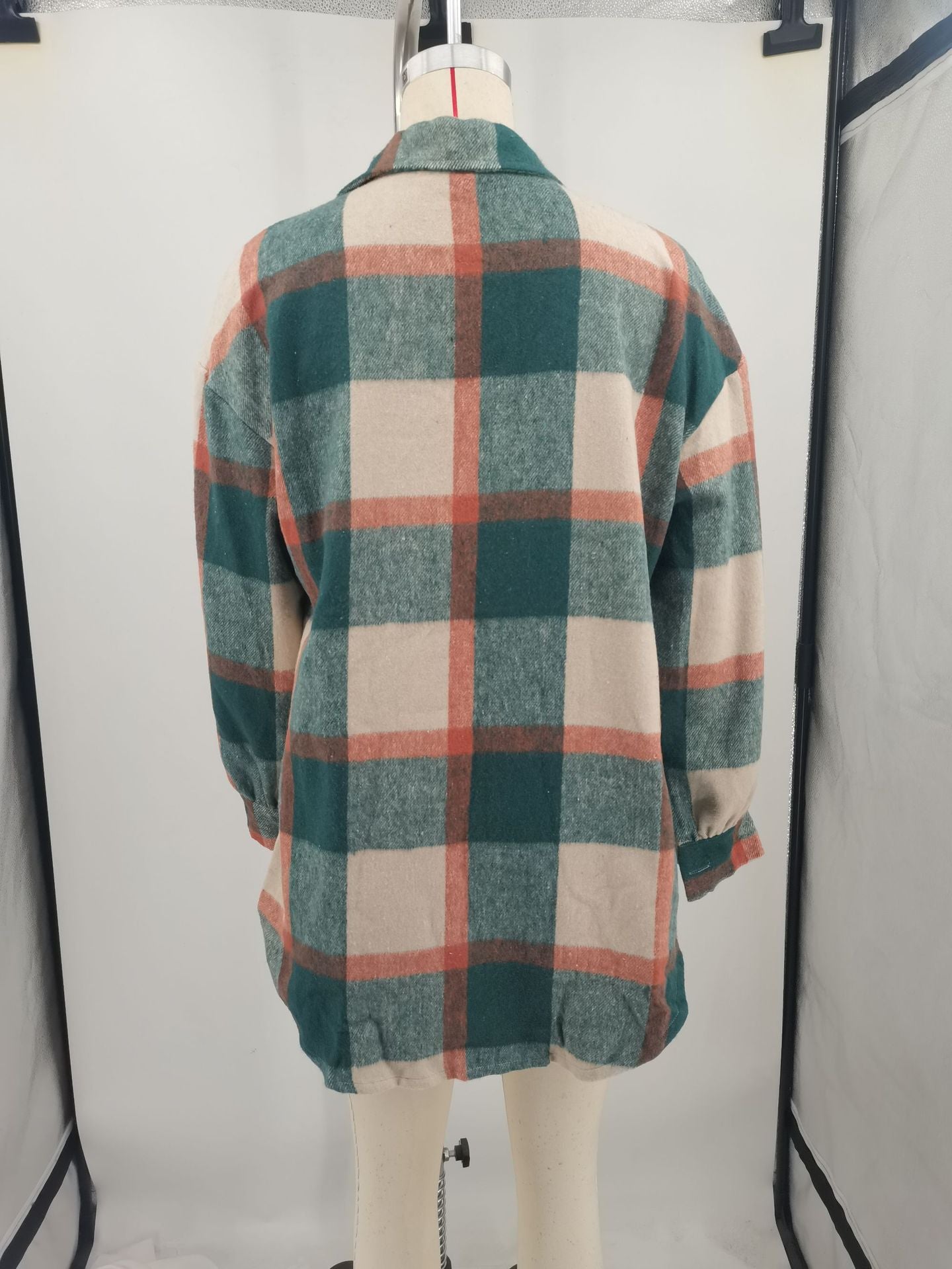 Women Autumn and Winter Loose Plaid Shirt 13