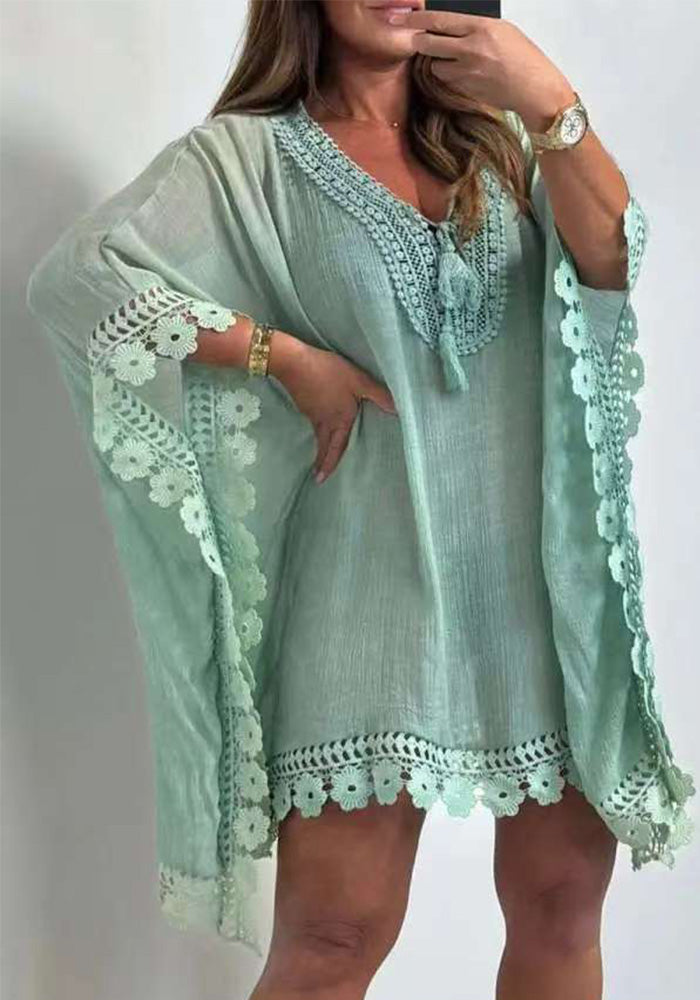 Women Bat Sleeves hollow casual dress