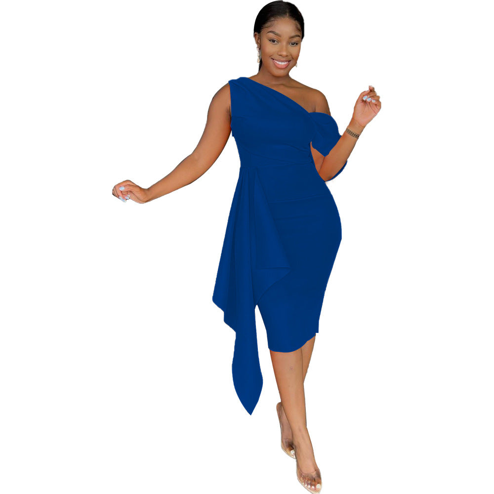 Chic One Shoulder Slim Pencil dress Chic Evening Gown Dress 7