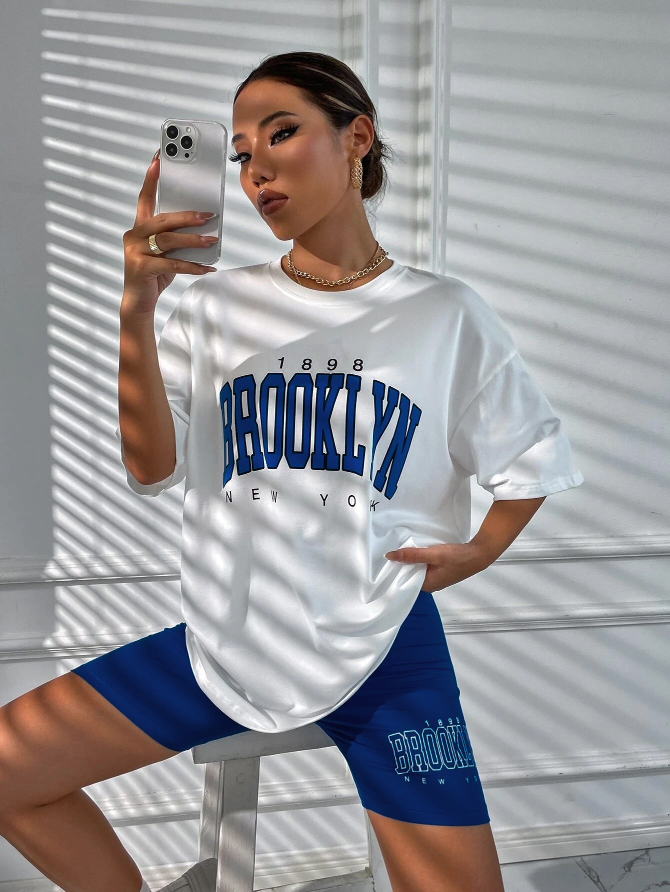 Women Loose Printed Short Sleeve T-Shirt and Shorts Casual Two-piece Set 6