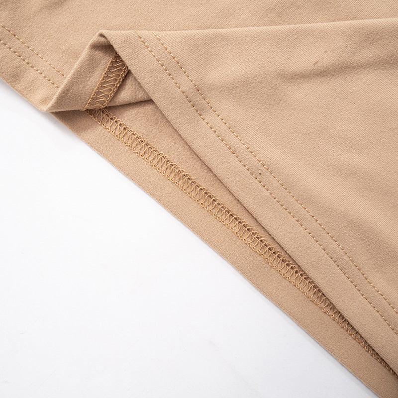 Women's Spring Solid Short Sleeve Crop Two Piece Skirt Set 54