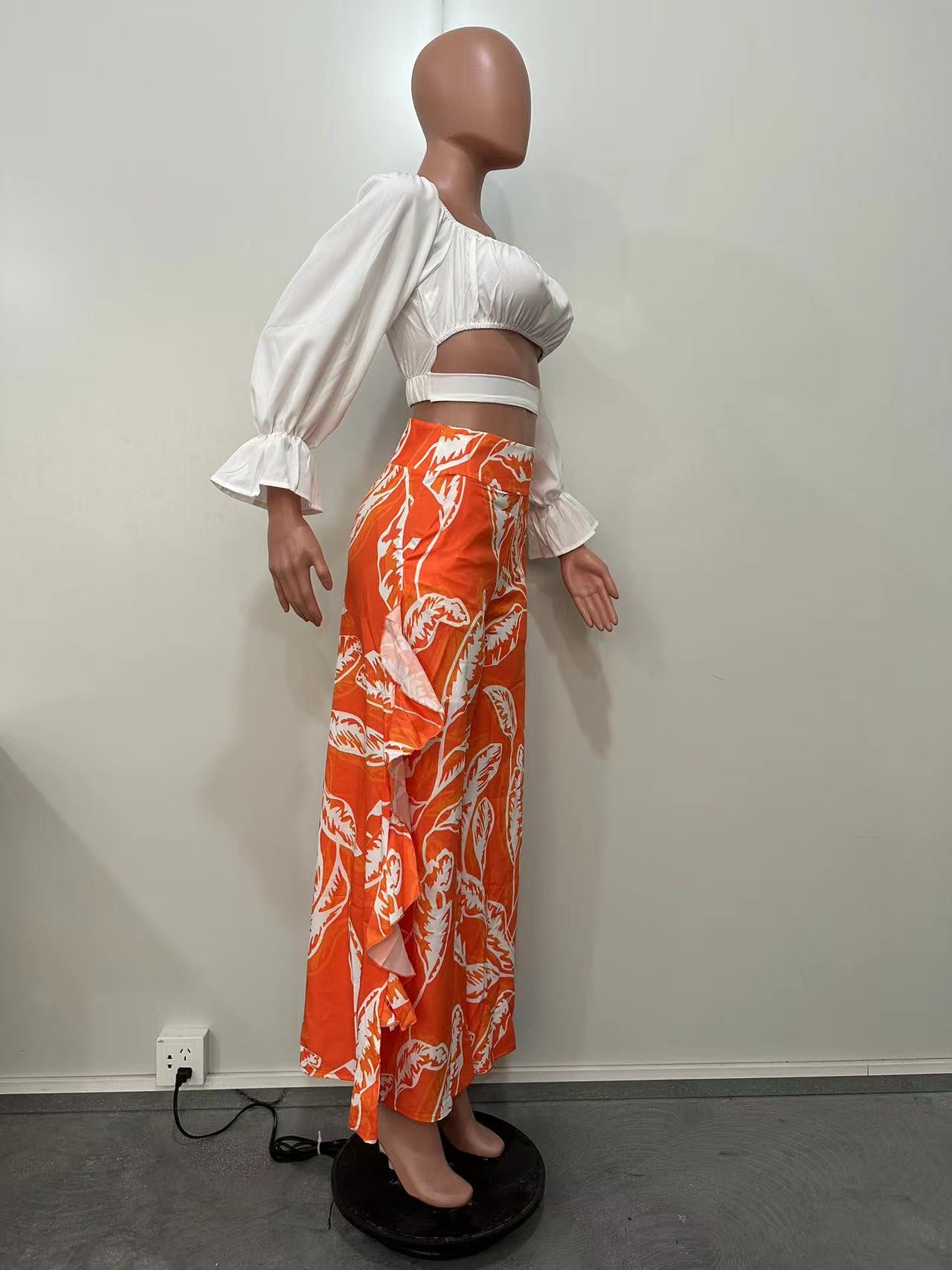 Sexy Off Shoulder Top Ruffle Edge Pants 6