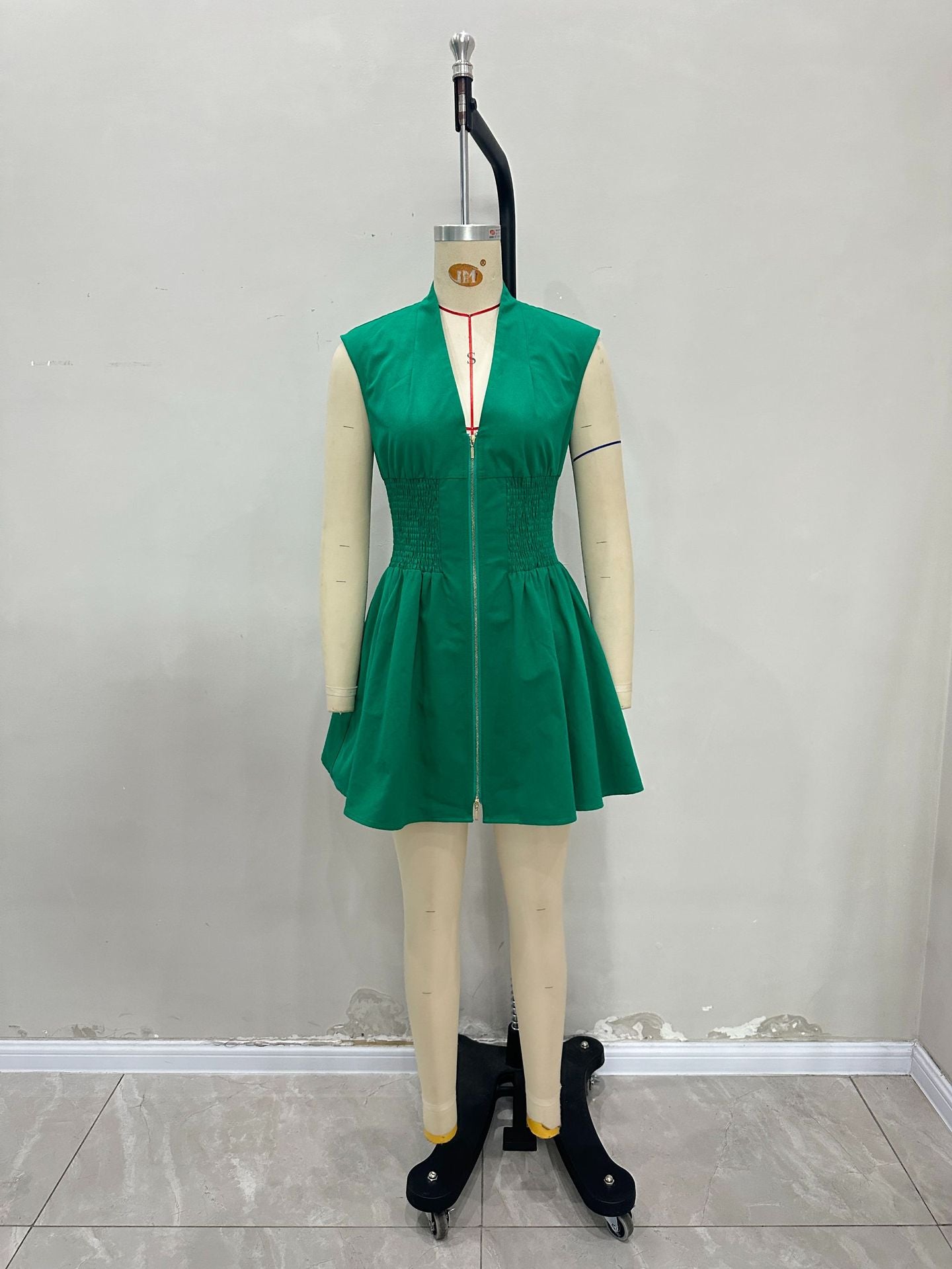 Women Career V-neck zippered cardigan dress 4