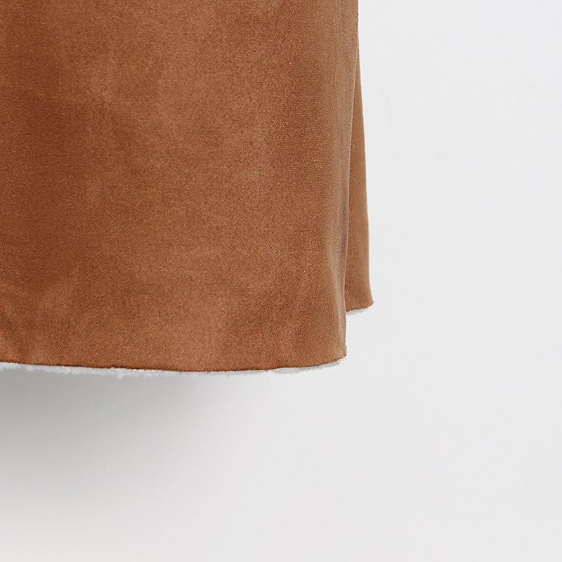 Women Autumn/Winter Turndown Collar Long Sleeve Lace-Fly Lamb Maxi Colorblock Denim Coat 30