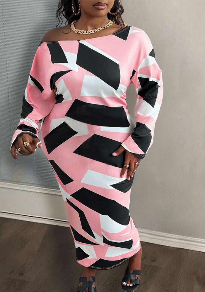 Fashion Print Loose Plus Size Women's Long-Sleeved Dress