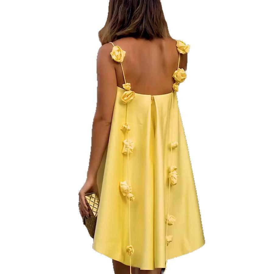 Spring Summer Strap Casual Loose Holidays Women's Satin Dresses 5