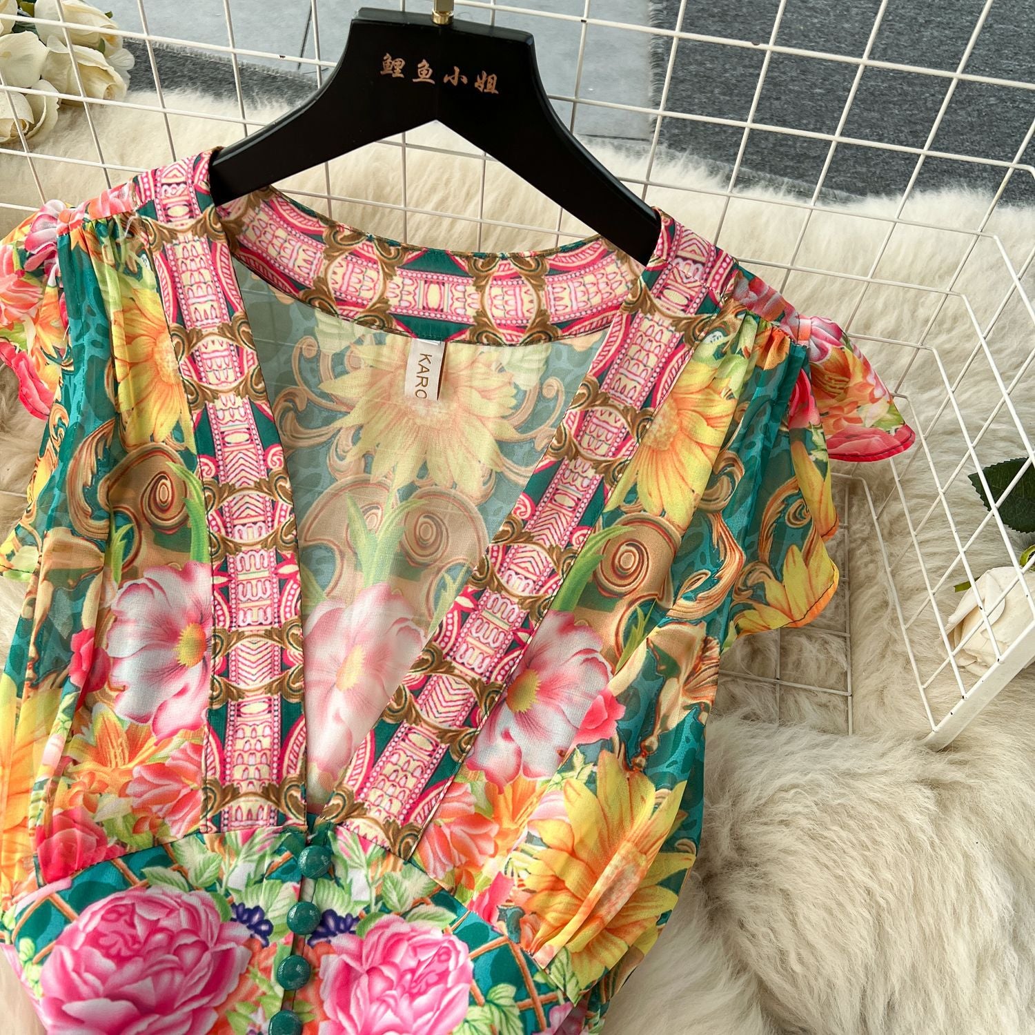 Women Holidays Sexy V Neckchiffon Ruffle Dress 19