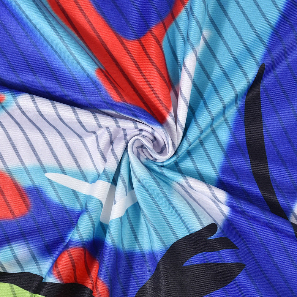 Women's Mesh Long Sleeve Square Neck Printed Dress 6