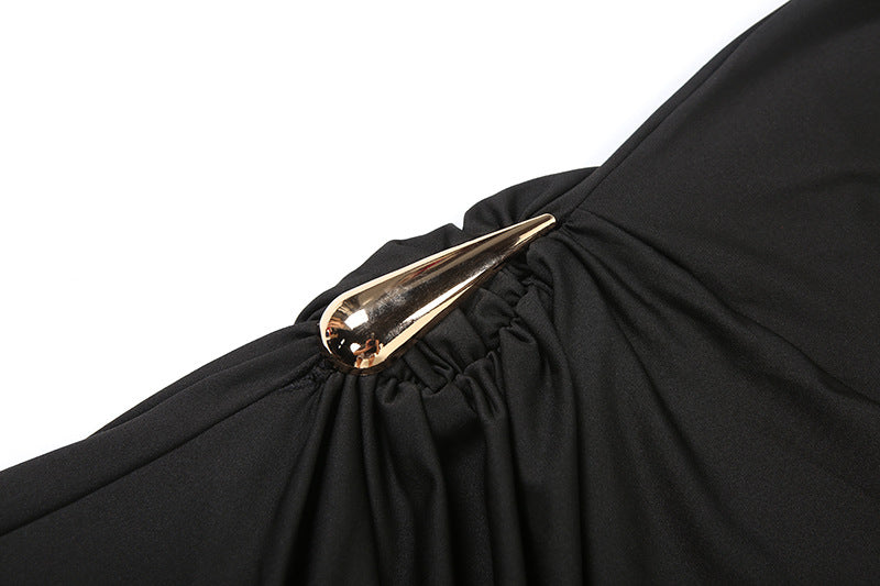 Women Fall Solid Metallic Sleeveless Sexy Slit Dress 41