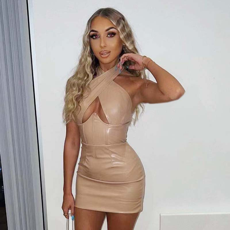 Women Halter Neck Sexy Sleeveless Bodycon Dress 4