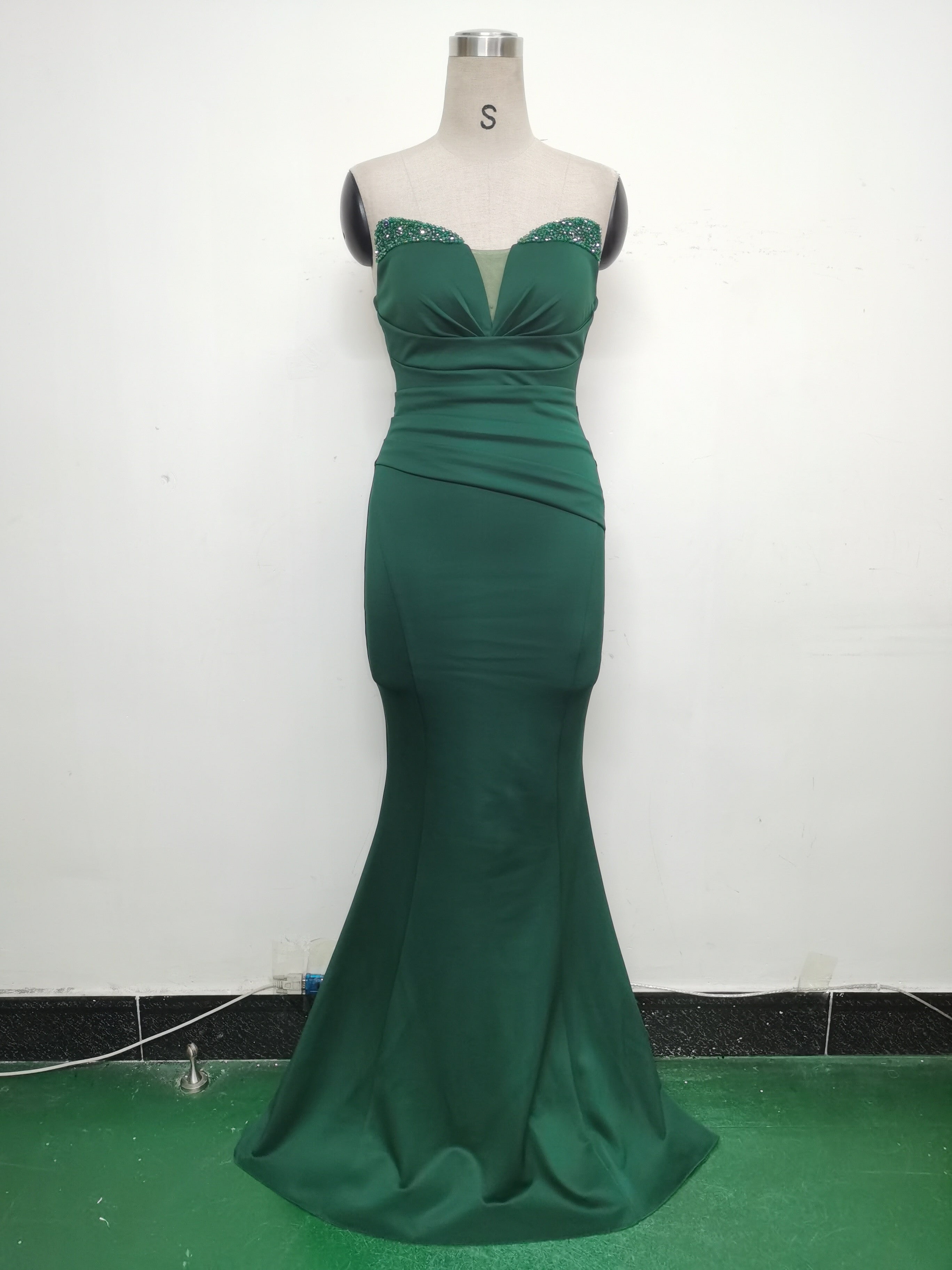 Women Satin Beaded Evening Dress 18