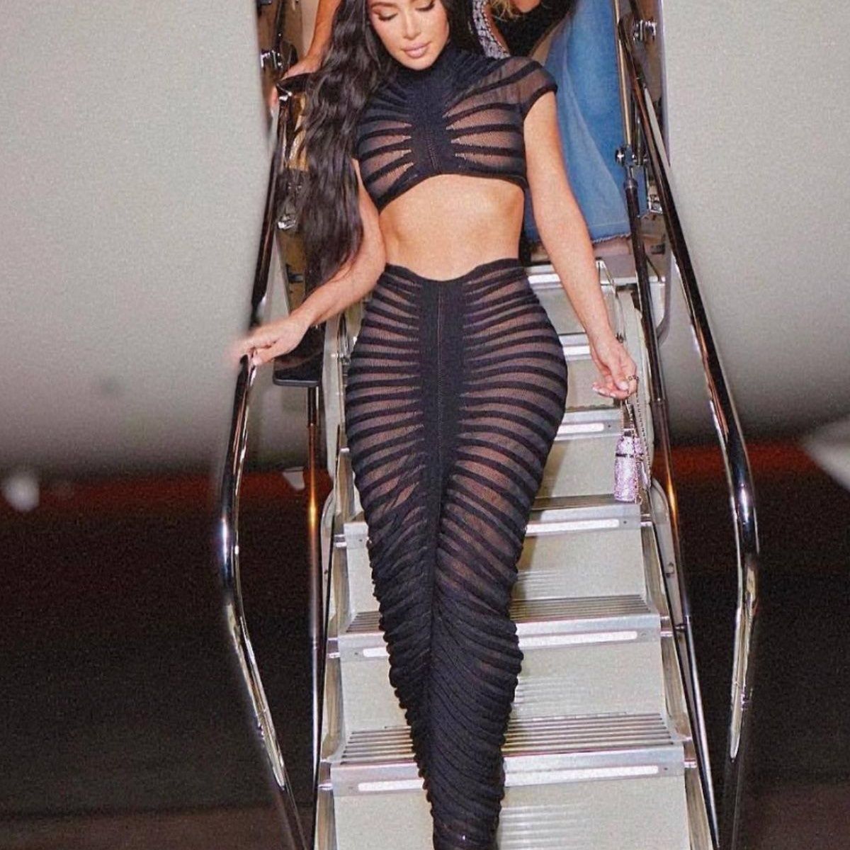 Autumn See-Through Knit Low-Waist Bodycon Pencil Skirt