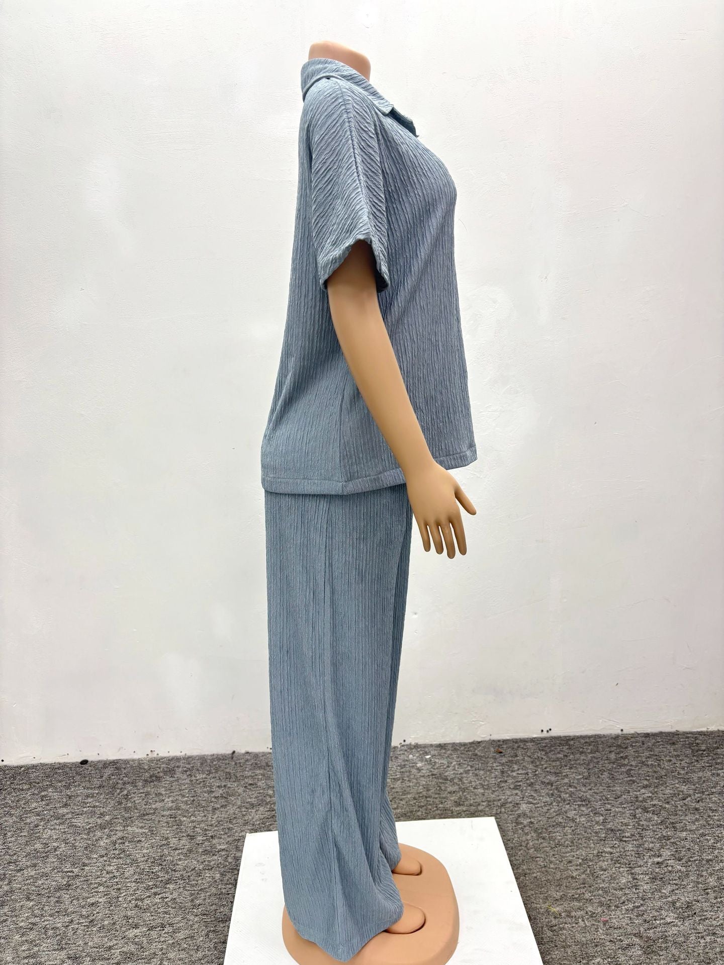 Plus Size Women African summer Turndown Collar Top And trousers two-piece set 8