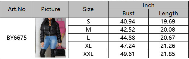 Women's High Collar Zipper Solid Color Long Sleeve Short Cotton-Padded Coat 8