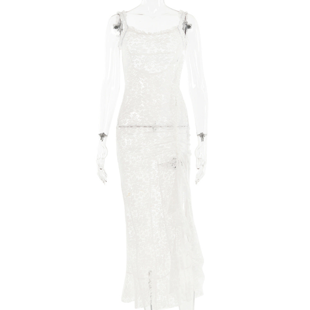 Spring Sexy Fashion Sheer Lace Slim Long Dress 6