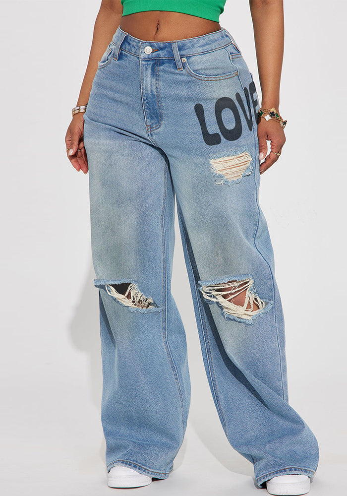Women Wide-leg Denim Jeans