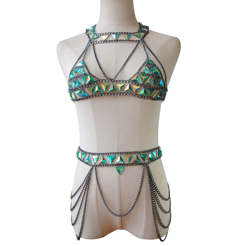 Summer Bra Chain Green Acrylic Sexy Accessories Bra Belt Suit Body Chain Jewelry 8