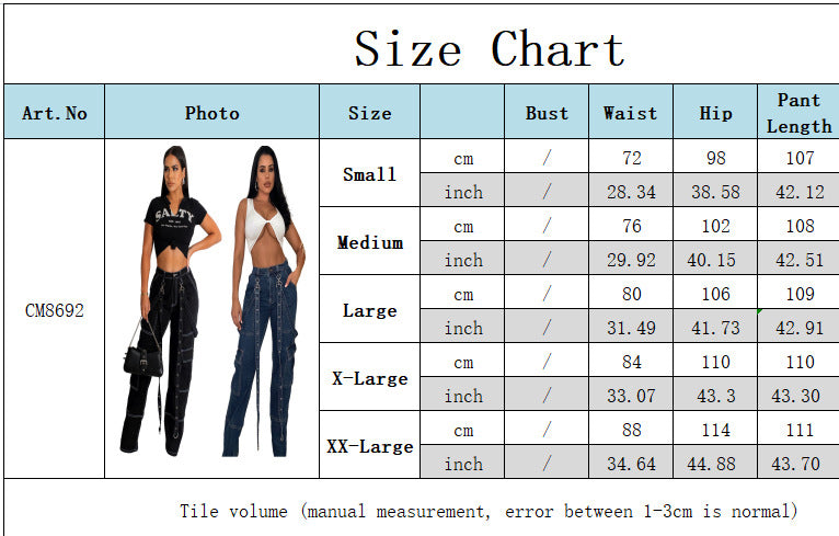 WomenCasual Accordion Baggy Denim Pants 9