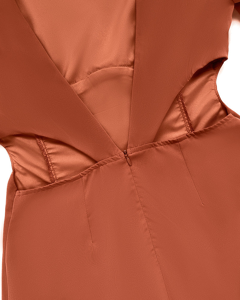 Solid Color Bell Sleeve Low Back Tie-Waist Culotte Jumpsuit 5