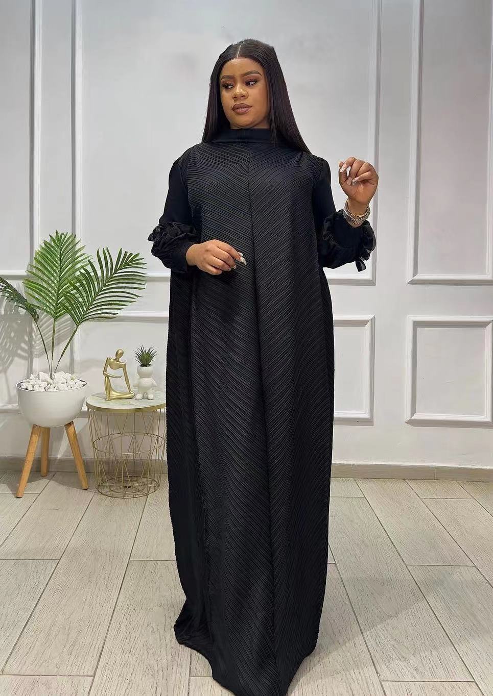 Solid Color Long Sleeve Chic Plus Size Women's Loose Dress 6