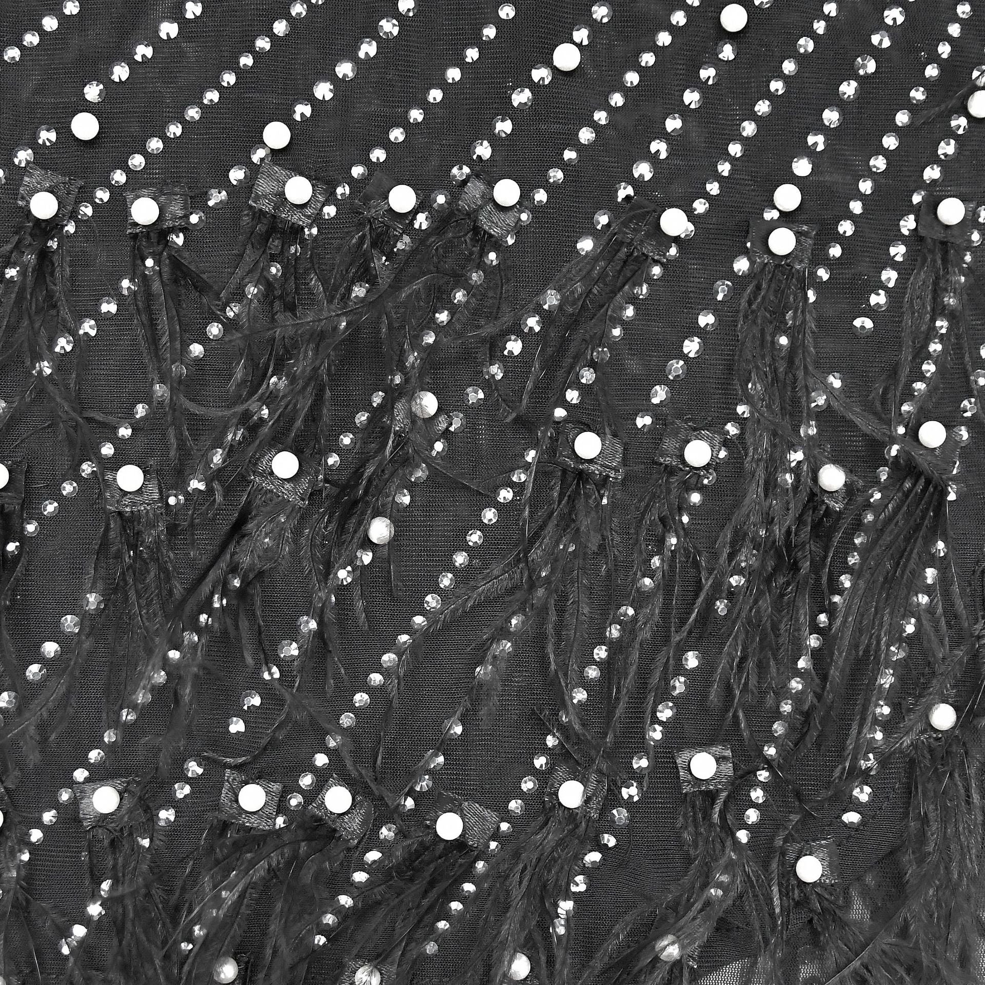 Women's Fashion Solid Color Mesh Beaded Long Sleeve Dress 24