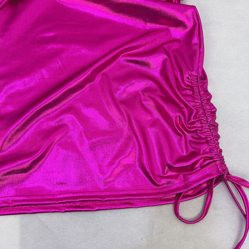 Women's Fashion Sexy Slash Neck Slim Waist Drawstring Bodycon Nightclub Dress 12