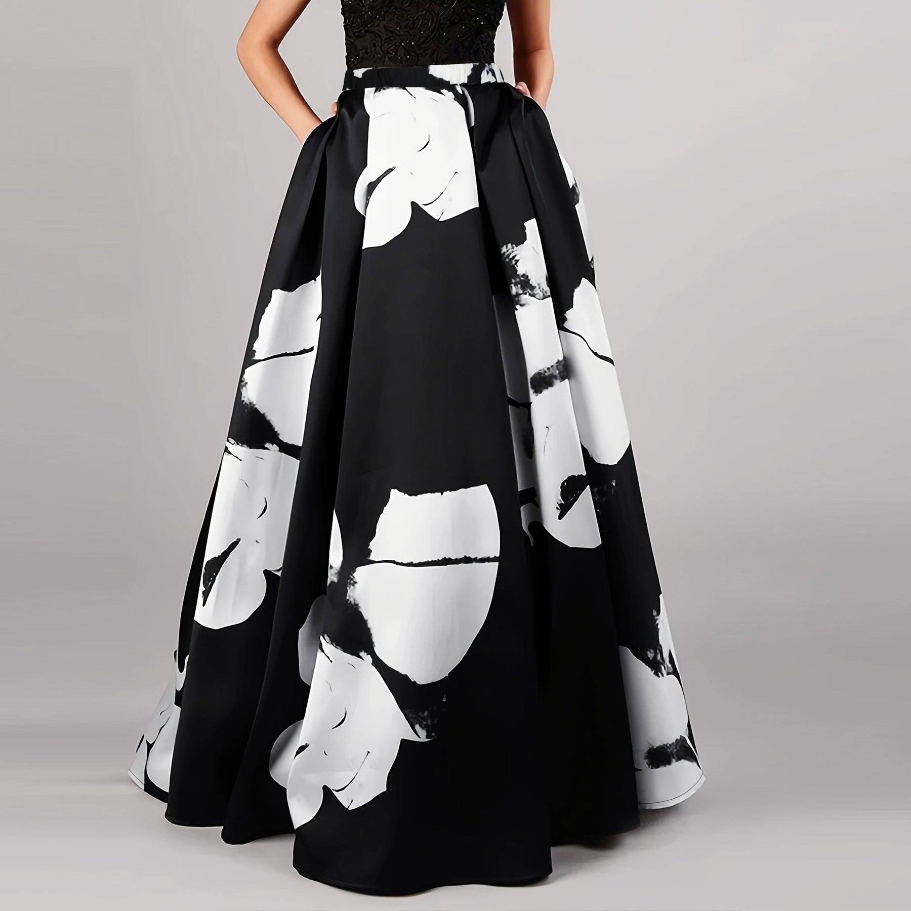 Women floral print elegant loose skirt