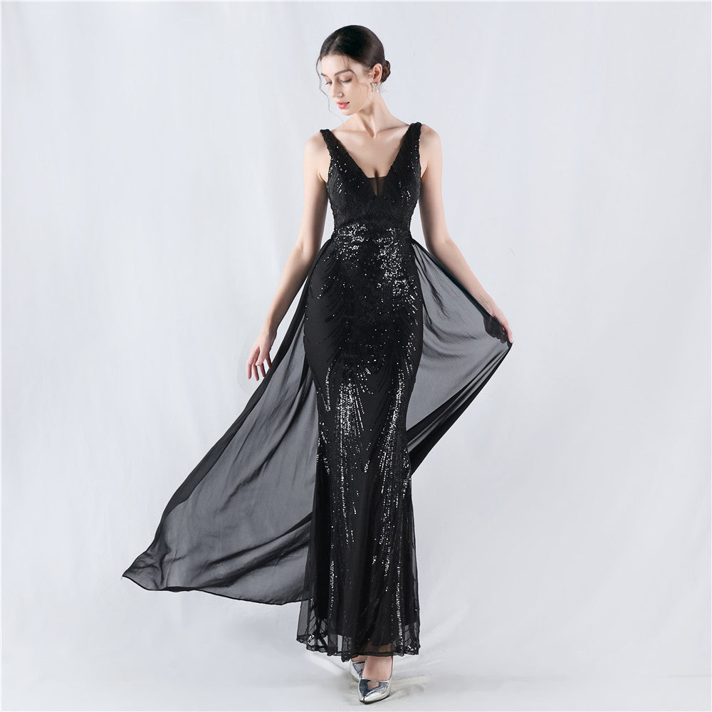 Plus Size Women Sequined Formal Party Maxi Evening Dress 3