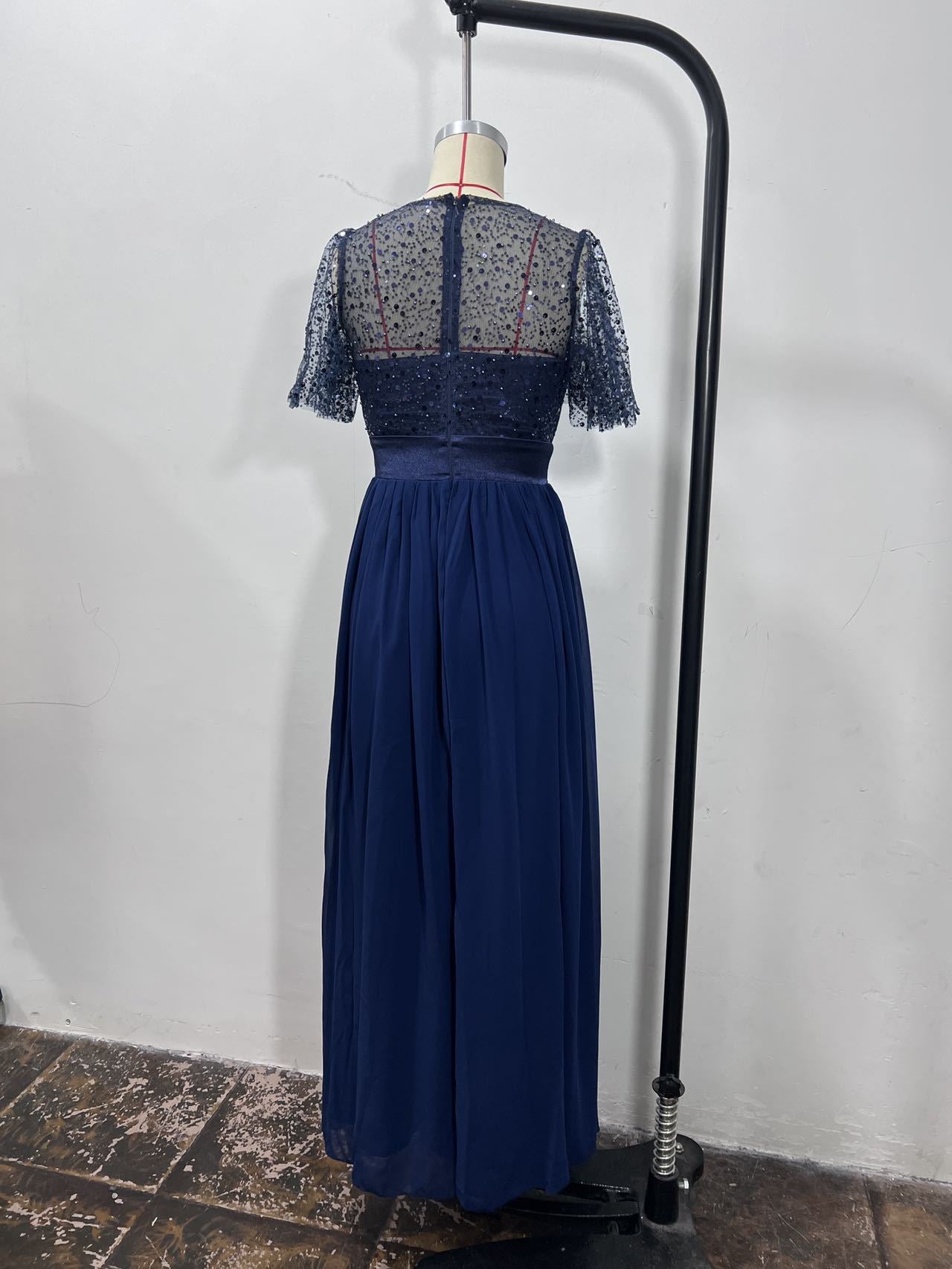 Women Summer Elegant Sequin Patchwork Dress 11