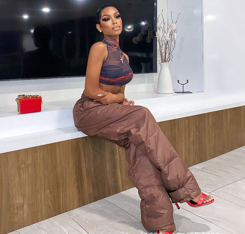 Women Vintage Lace Up Elastic Pocket Pant 7