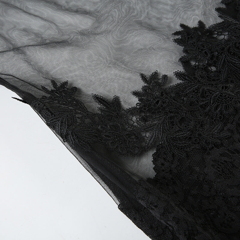 Women's See-Through Mesh Lace Strap Nightdress 21