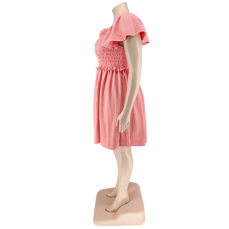 Plus Size Summer Women's Off Shoulder Short Sleeve Casual Swing Dress 28