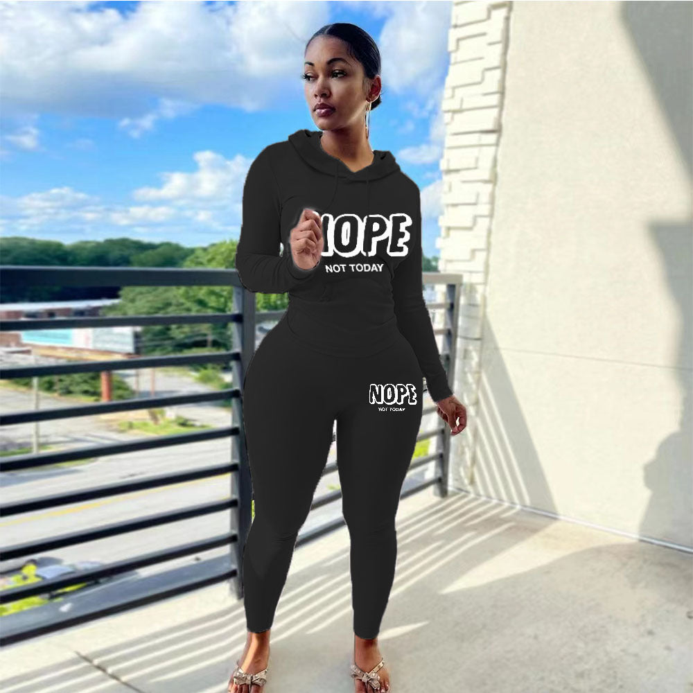 Plus Size Women's Sexy Fashion Printed Sports Two-Piece Pants Set