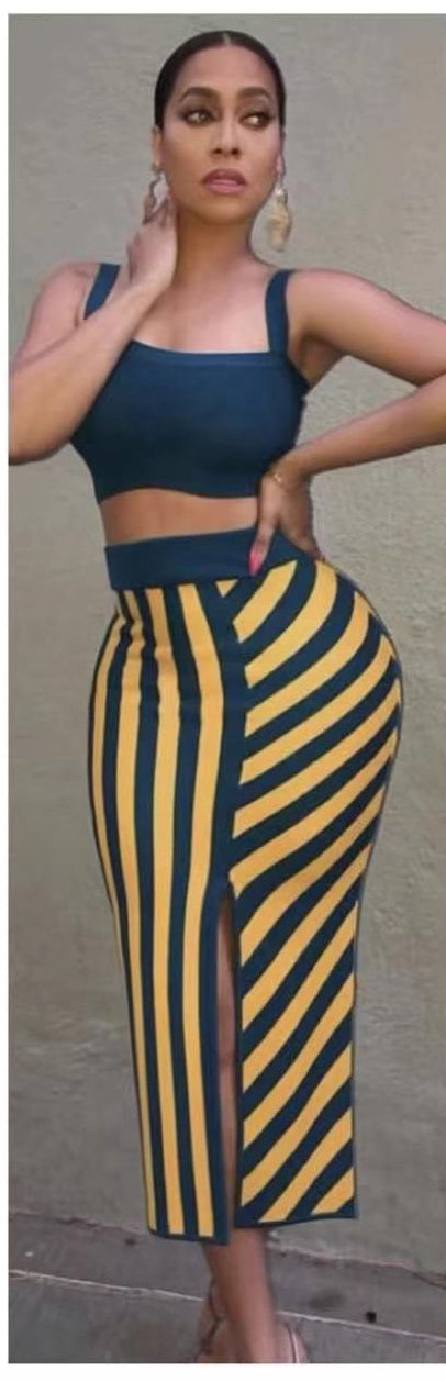 Sexy Fashion Knitting Low-Cut Tank Top Ultra-Short Skirt Set 5