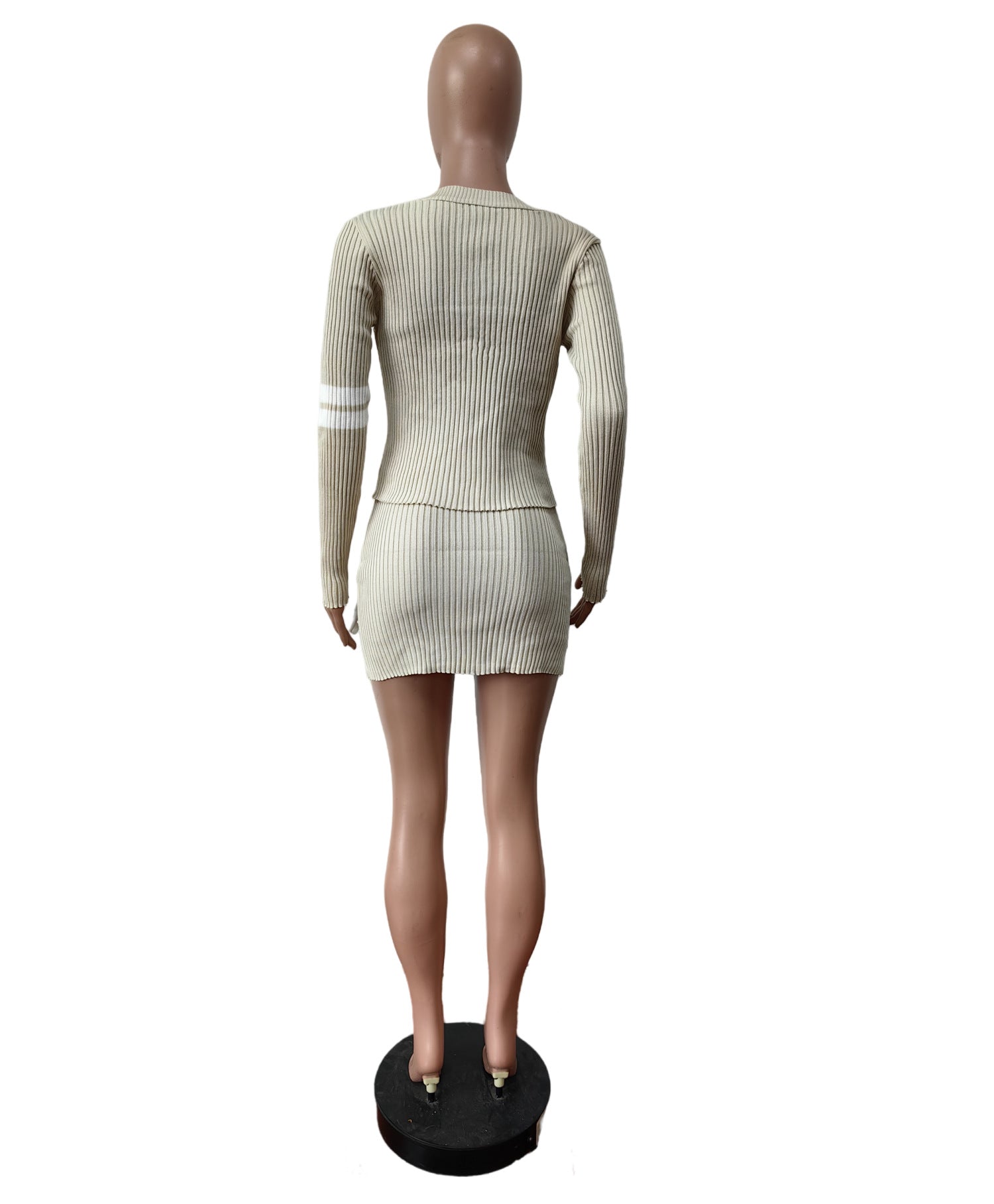 Women Casual Bowknot V-neck Sweater And Skirt Two Piece Set 13