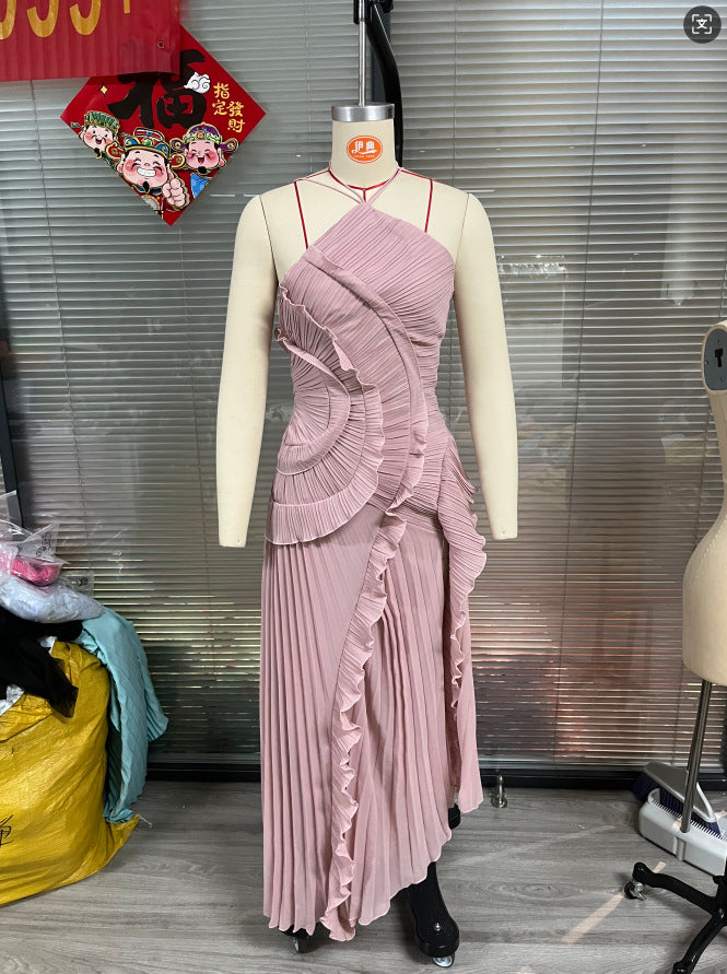 Women's Ruffled Pleated Luxury Chiffon Dress 16